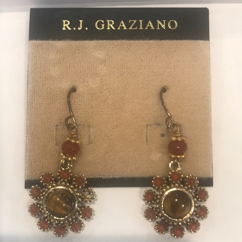 R.J Graziano red and gold flower earrings.